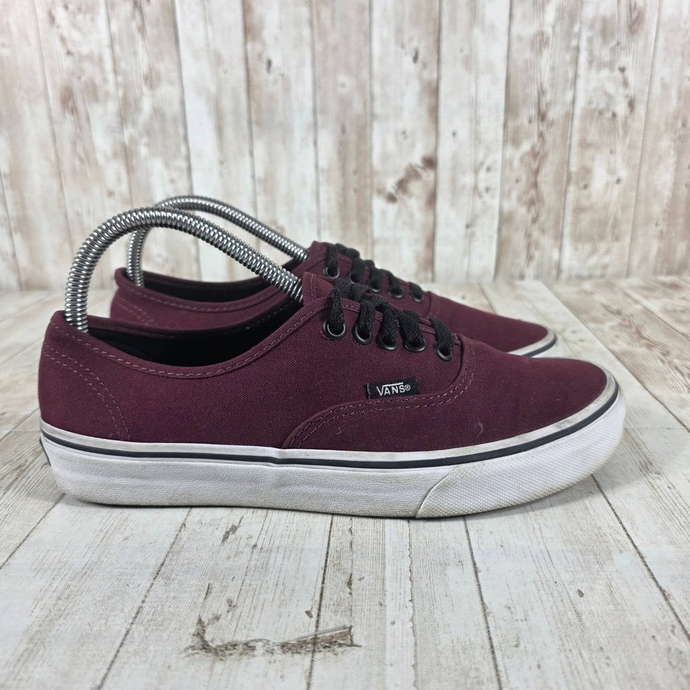 Vans Authentic Burgundy Maroon‎ Canvas Low Top Skate Shoes Womens 8.5 Mens 7.0